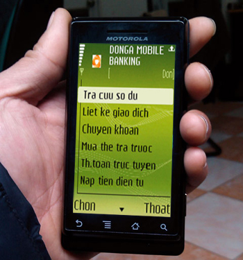 DongA Mobile Banking dành cho điện thoại Motorola và các tiện ích mới trên DongA eBanking